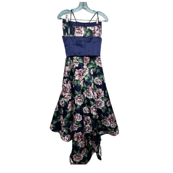 JVN by Jovani Navy Multi Floral Print Tow Piece Proms Dress 2 - Picture 13 of 14
